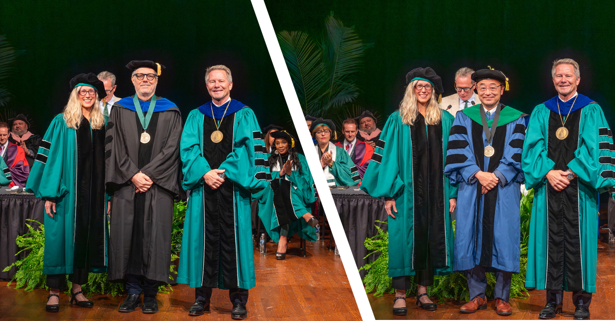 Generic researcher looking into a microscope.